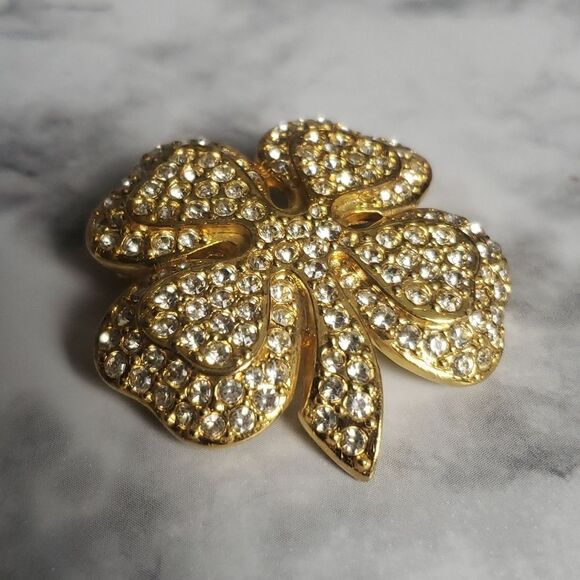Joan Rivers Rhinestone Four Leaf Clover Brooche - Picture 1 of 6